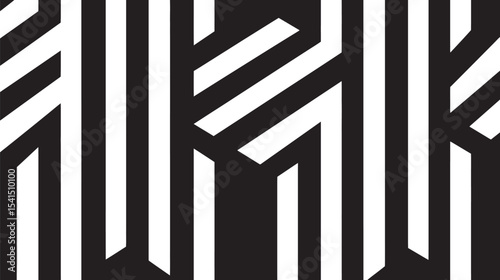Geometric stripes create pattern in stark monochrome abstract design background detail