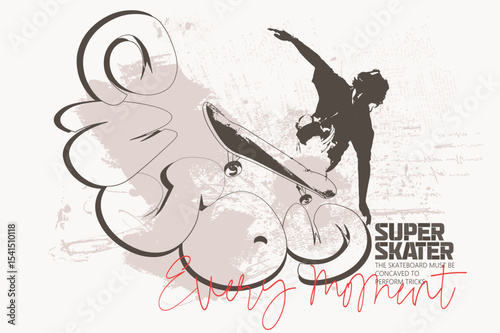 SKATER art tees, slogan art Tee, Skate board lettering,, t shirt graphics print vector illustration design, Urban typography hipster street art for graphic t- shirt.eps