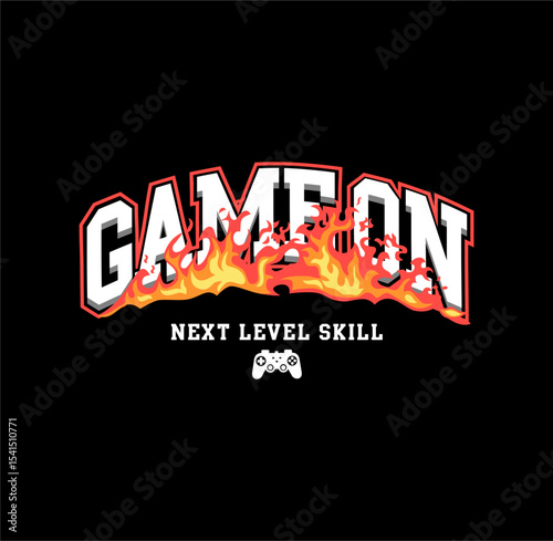 Vector joysticks game on illustration with slogan next level, for t-shirt prints and other uses