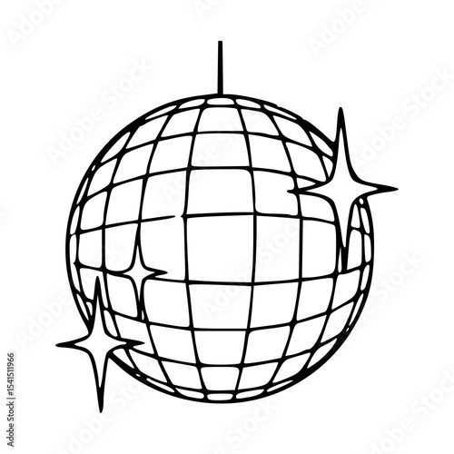 retro party disco ball outline