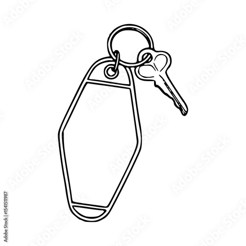 vintage motel key with blank tag outline vector