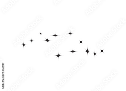 Scattered stars and fireworks on white
