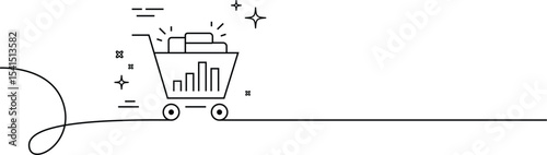 Shopping Cart with Graph and Briefcase Symbolizing E-commerce, Business Growth, and Online Shopping Trend, Vector Illustration