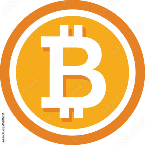 Colorful flat Bitcoin cryptocurrency icon	