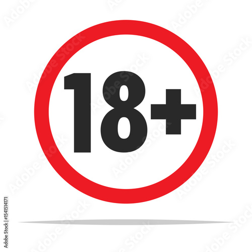 18 plus sign icon vector isolated illustration