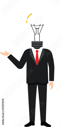 Lightbulb Headed Businessman Presenting an Idea A Unique Conceptual Illustration for Innovation Problem Solving and Creative Business Solutions