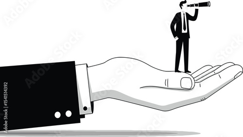 Visionary Leadership Foresight A Hand Guiding Direction and Opportunity Business Strategy Success and Growth Discovering Paths