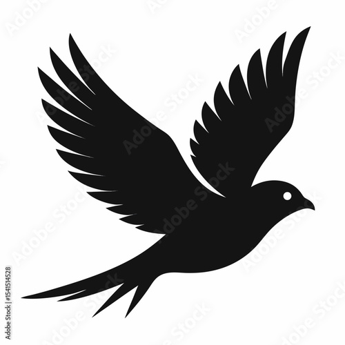 Black Flying Canary Bird Silhouette

