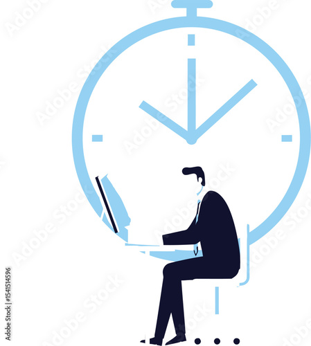 Time Management Illustration of a Professional Working Diligently to Meet Deadlines with Efficiency and Focus on Work