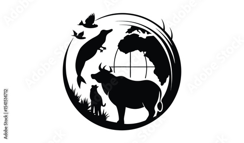 Global wildlife conservation emblem design