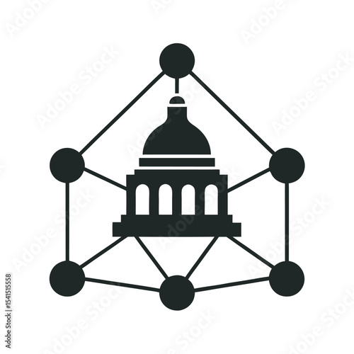 Decentralized Government Node Silhouette Vector Illustration