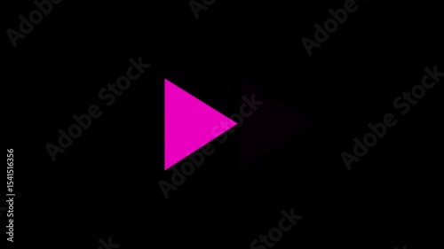 Purple fast forwarding button icon animation on black background. Fast forward sign moving forward