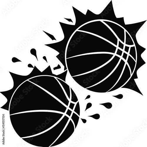Two Basketballs Colliding Mid Air