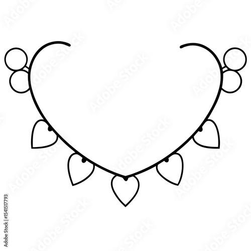 Heart Garland Vector – Generative AI Linocut Silhouette Design for Valentine & Wedding