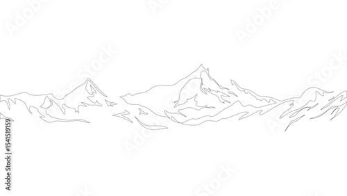 Abstract Flowing Mountain Range with Trees Line Illustration