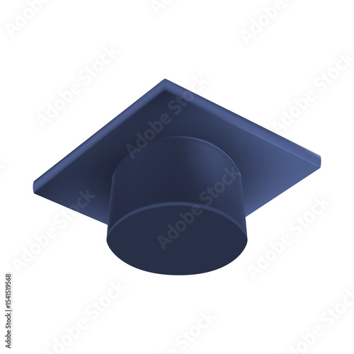 Realistic Blue graduate cap. 3D Graduation Doctoral hat.