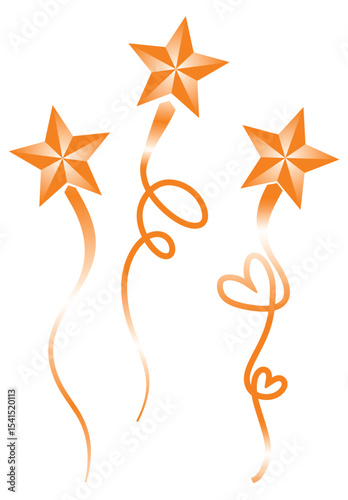 Vector illustration of a starry sky with a ribbon waving down