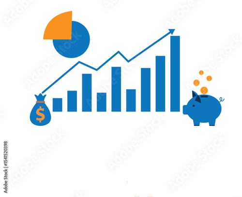 Business growth chart with upward arrow and people showing financial progress