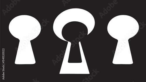Keyholes form access against dark minimalist backdrop reveal secrets