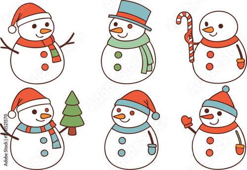 Snowman Characters Clipart Set for Winter Designs. Cute Snowman Clipart Collection for Holiday Art. Hand Drawn Snowman Clipart Set for Christmas. Winter Snowman Clipart Elements Bundle. Snowman Faces