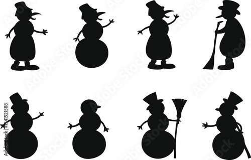 Snowman Characters Clipart Set for Winter Designs. Cute Snowman Clipart Collection for Holiday Art. Hand Drawn Snowman Clipart Set for Christmas. Winter Snowman Clipart Elements Bundle. Snowman Faces