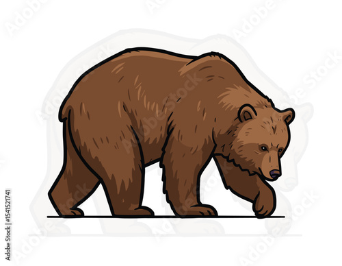 Vector Bear Illustration: Detailed Animal Artwork, Wildlife Design, Hand-drawn Style, Black Outline