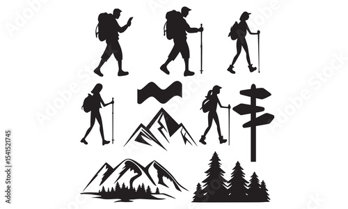 hiker mountain climber adventure silhouette