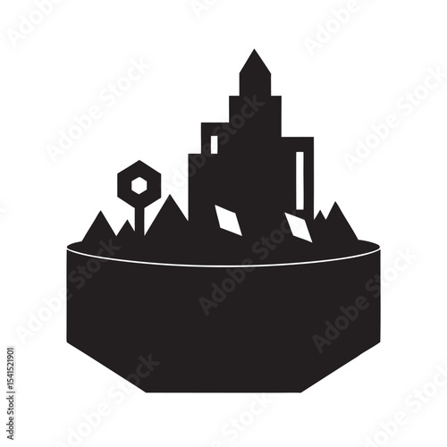 Carbon Coral Reef Structure Silhouette Vector Illustration