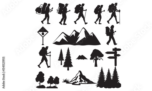 hiker mountain climber adventure silhouette