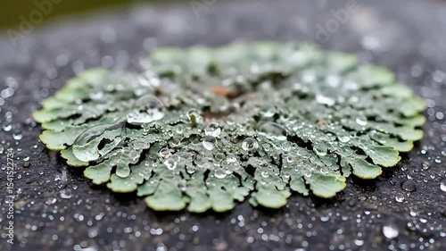 Raindrops on Green Leaf, Nature Close-Up Photography, Calm Outdoor Setting, Macro Shoot, Serene Atmosphere, Nature's Beauty