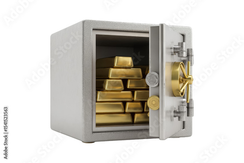 Gold bars inside a secure safe