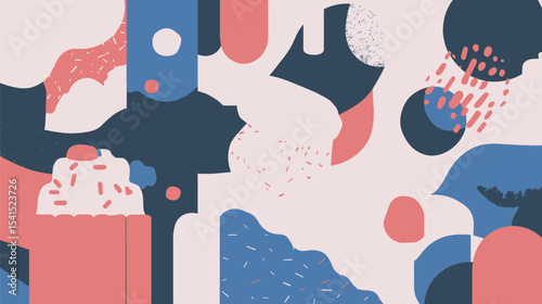 Abstract cupcake design features shapes modern vibrant background