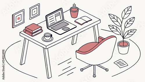 Vector illustration of a hand-drawn bird in a metal cage with a cafe interior design and furniture set