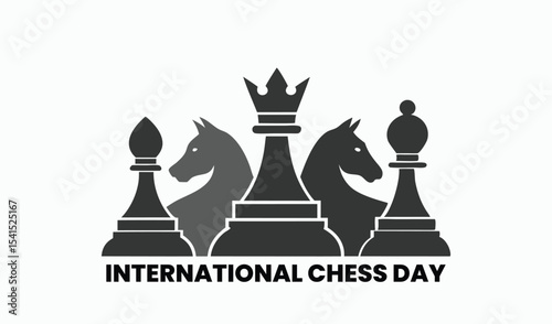 International chess day queen knights bishops pawns