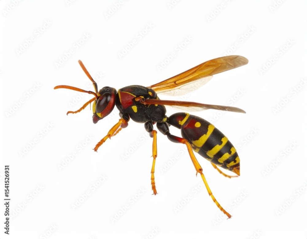 Naklejka premium Wasp close view over white background, no shadow