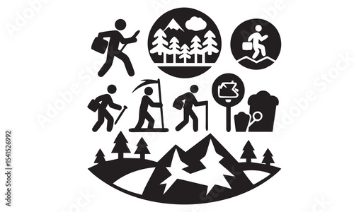 hiker mountain climber adventure silhouette