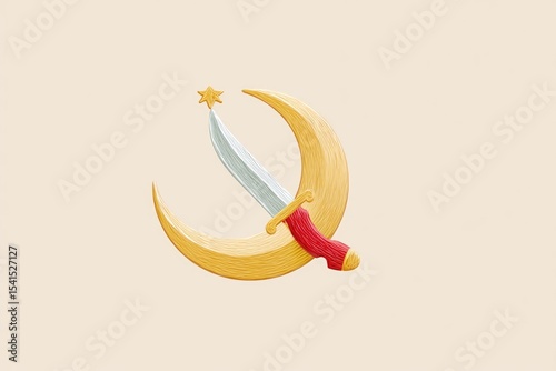 Symbol Representing Eid Sacrifice Featuring a Detailed Knife Design in a Vector Style, Incorporating Elements That Reflect Cultural Traditions and the Spirit of Celebration Associated With the Holiday