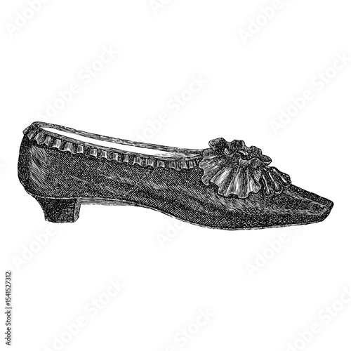 Victorian fashion line drawing women fashion accessories  shoes