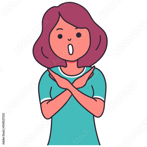 Woman showing refuse sign illustration