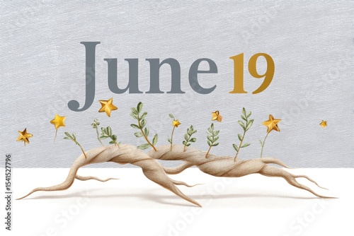 Intertwined Roots and Golden Stars Evoke Growth and Connection on June 19