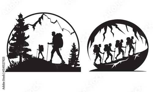 hiker mountain climber adventure silhouette