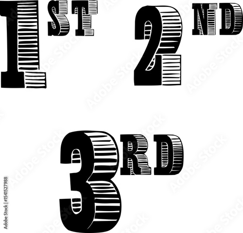 "Top 3 Ranking Badges – 1st, 2nd, 3rd Place Icons in Retro Style"  