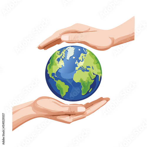Hands Encompassing Small World Globe