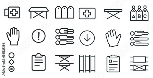 Emergency medical icons set – line, healthcare, first aid symbols