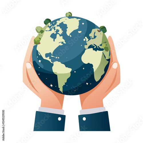 Caring Hands Embracing the Blue Planet