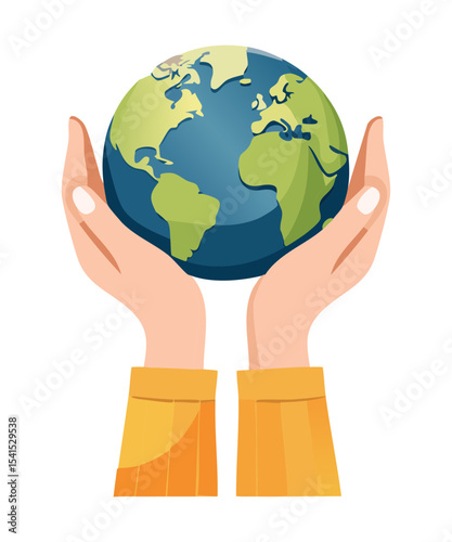 Hands Gently Holding Our Green Planet