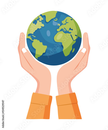 Caring Hands Holding Vibrant Planet Earth