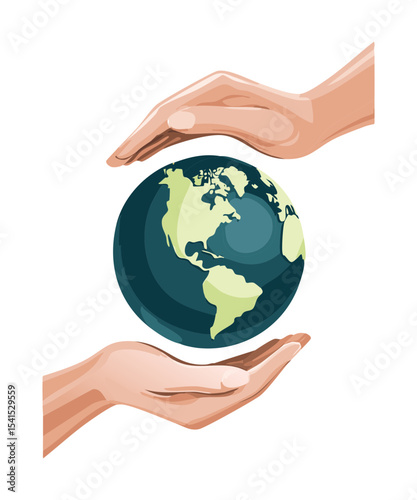 Hands Embracing Our Blue-Green Planet