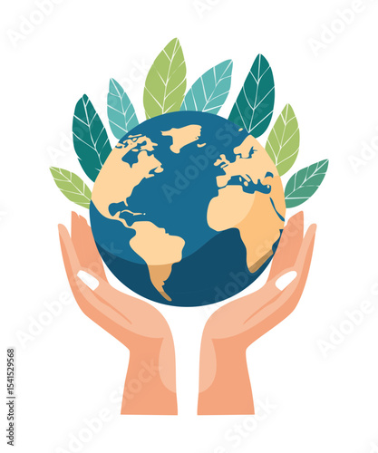 Hands with Earth and Flourishing Greenery