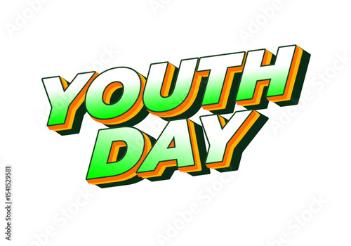 Youth day. Bold 3D text effect for energetic celebration design